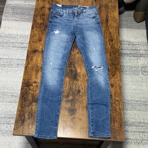 Zara Women's Skinny Distressed Blue Jeans